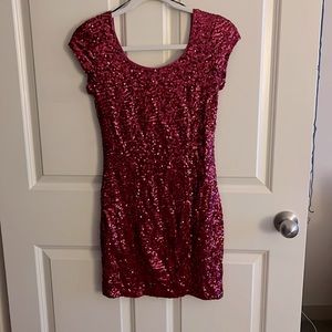 Magenta sequin bodycon dress